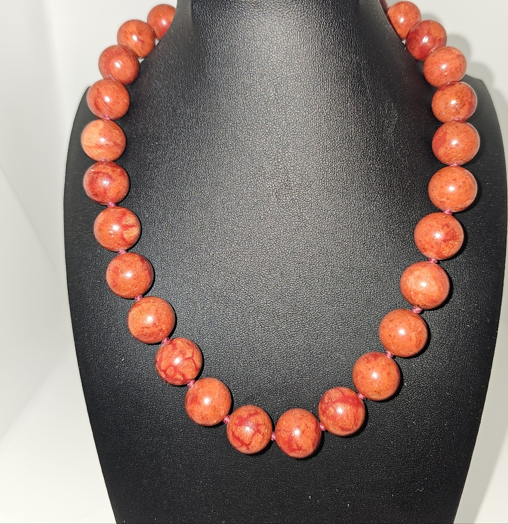 Elegant Red Beaded Sterling Silver Necklace
